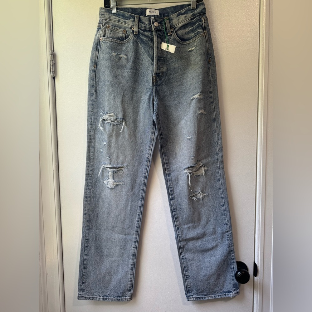Pistola Cassie Super High Rise Straight Distress Jeans